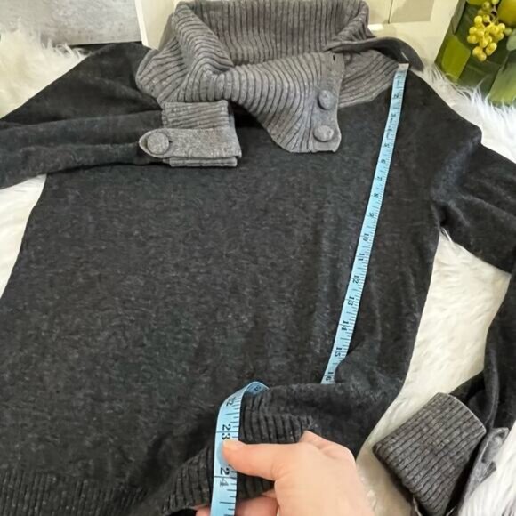 NEW Banana Republic Wool Cashmere Classic Two Tone Ribbed Cowl Neck Sweater XS - Picture 16 of 16